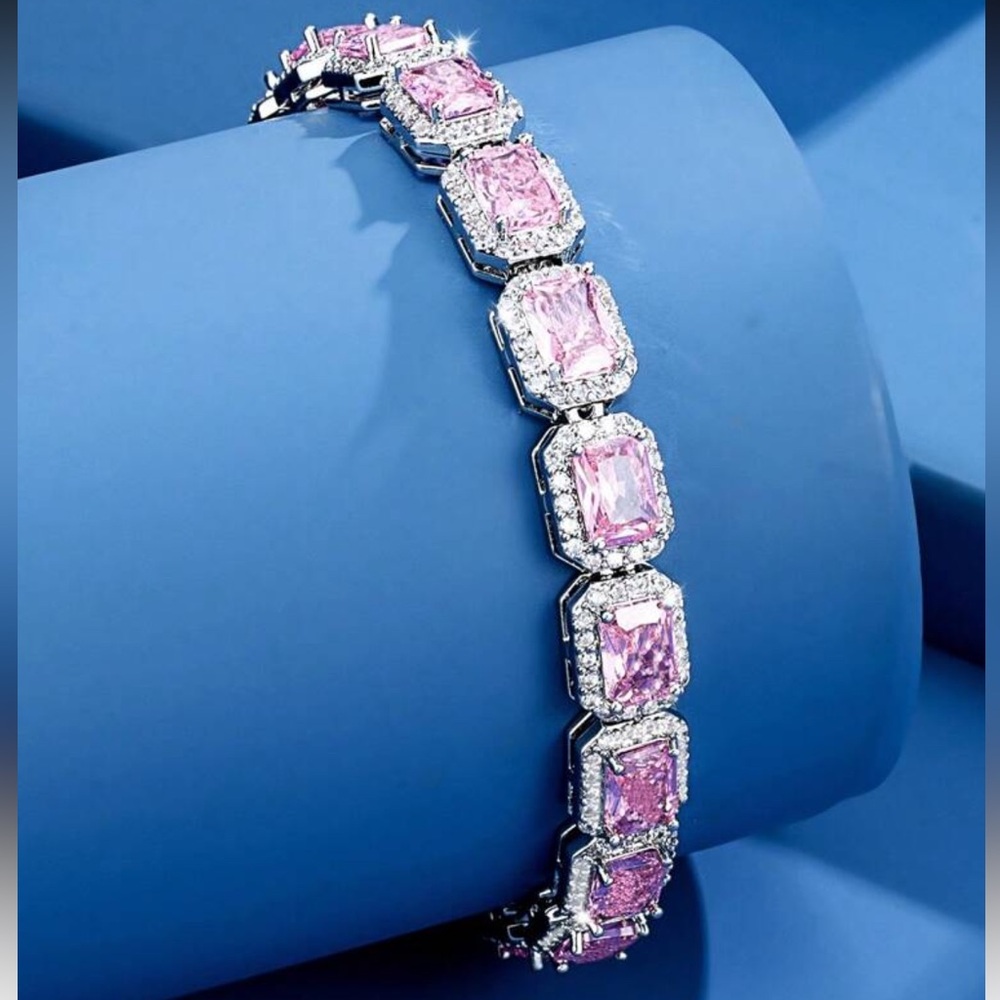 Elegant Pink and Silver Bracelet